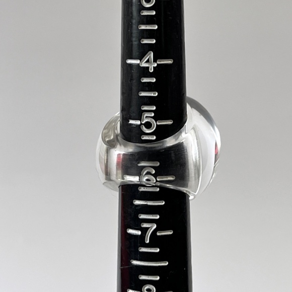 Vintage Lucite Ring Chunky Crystal Bubble Dome Statement Unisex Acrylic Jewelry - Picture 3 of 11